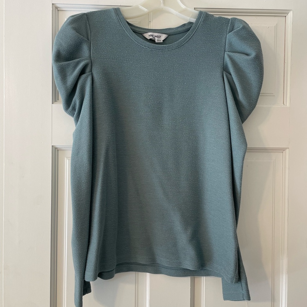 Nine West Puff Sleeve Blouse in Teal